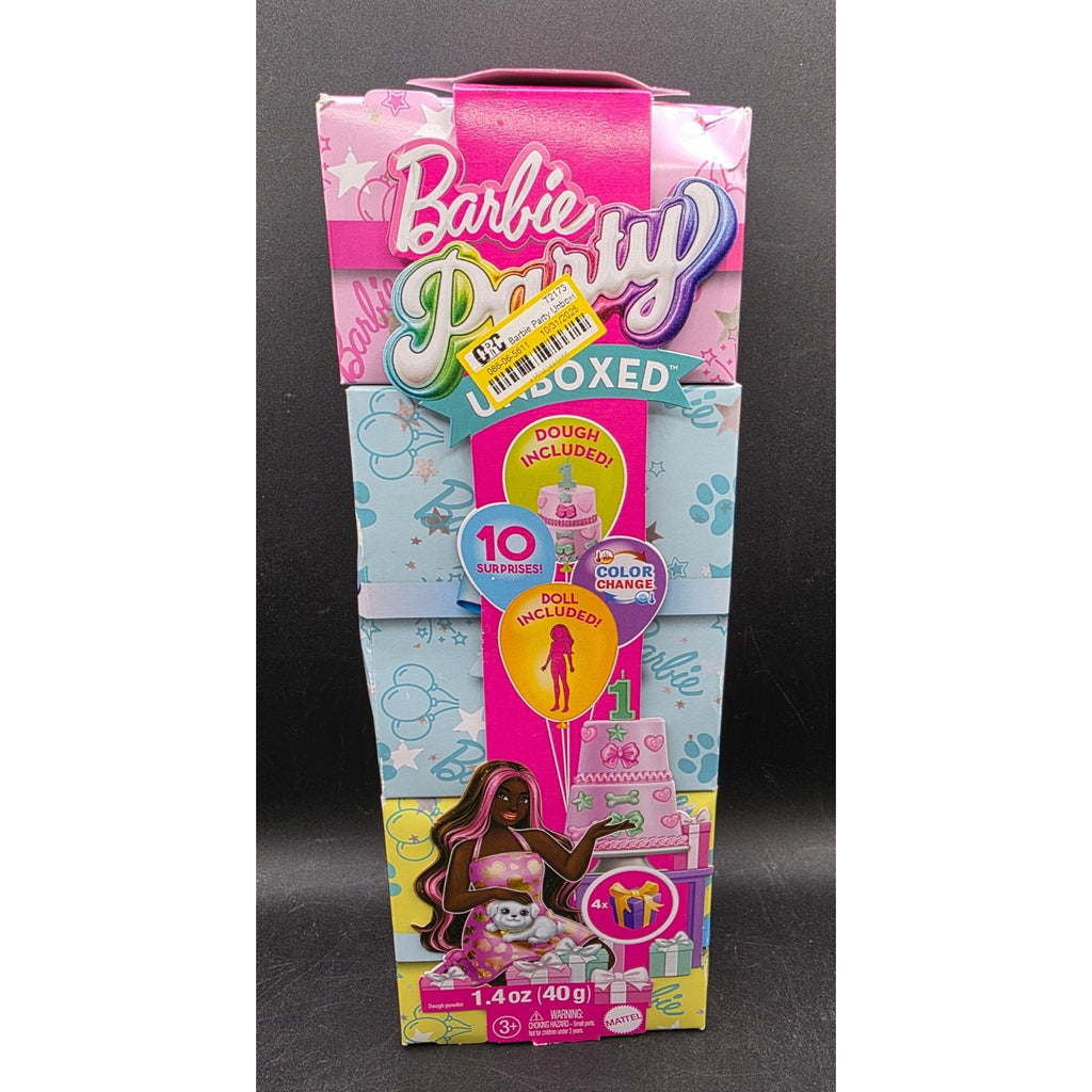 Barbie Party Unboxed Pet Birthday Playset With Color Change Doll & Dough Powder