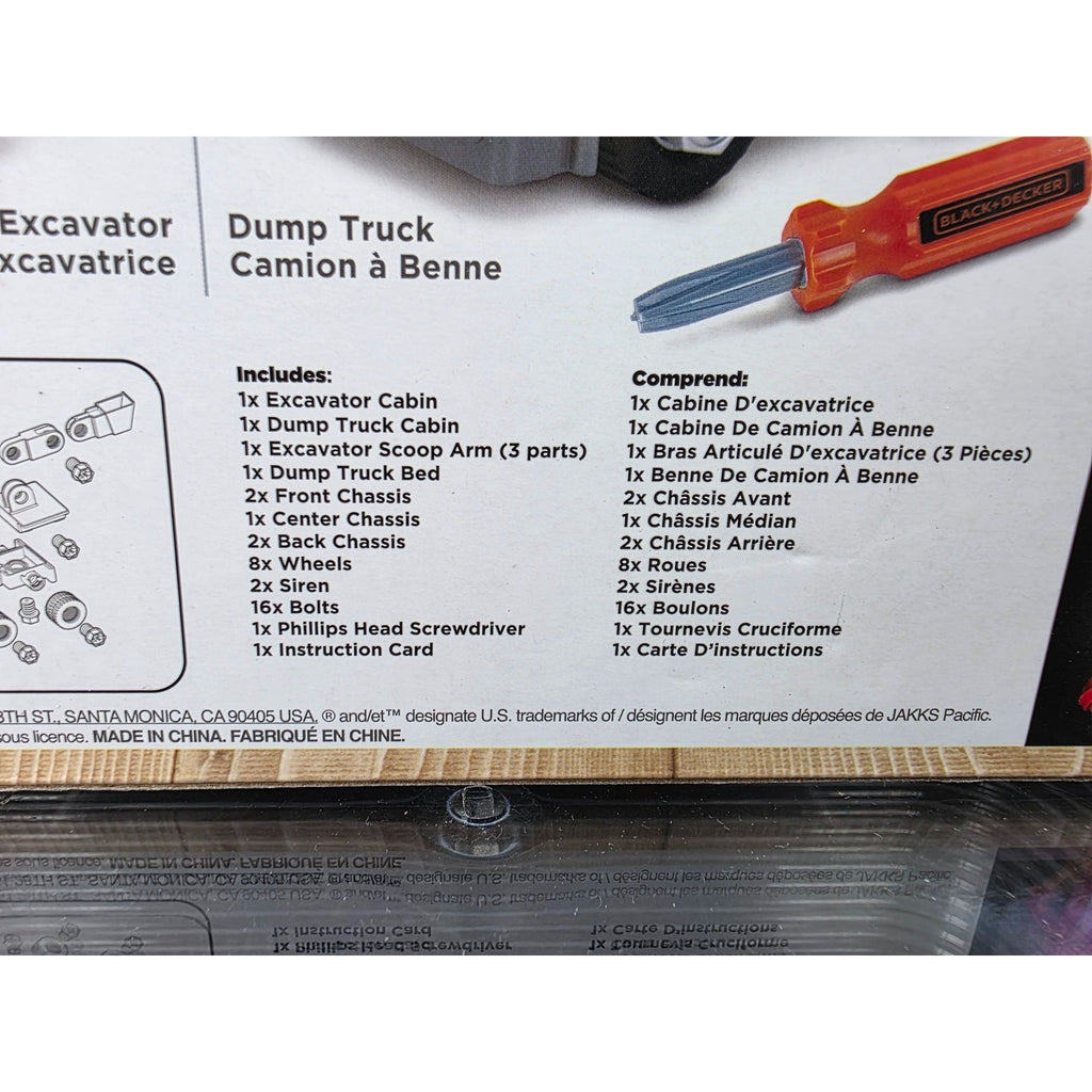 Black+Decker Matrix Junior 2 Vehicle Build-It Kit Excavator & Dump Truck 39 Pieces STEM
