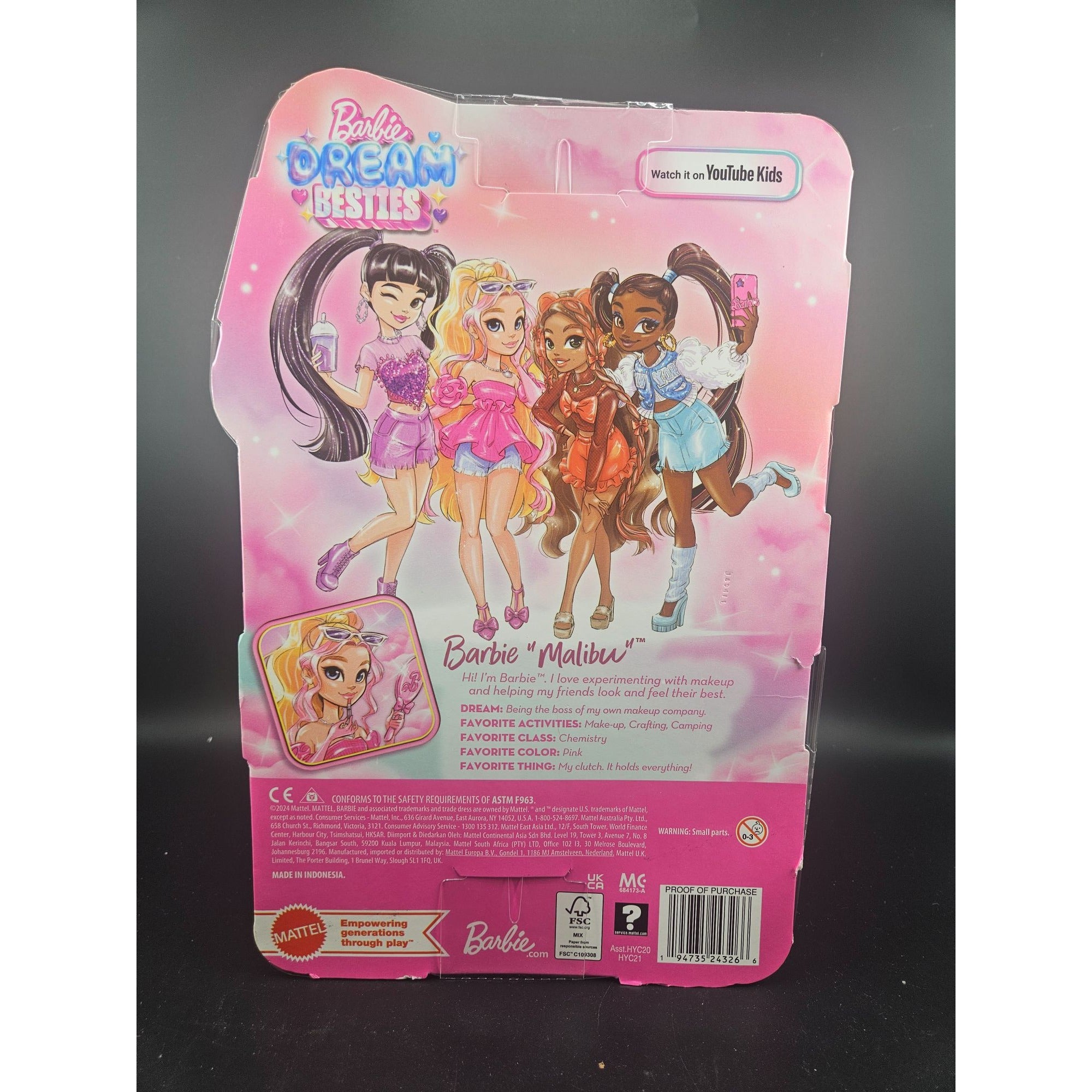 Barbie Dream Besties Malibu Doll With Accessories & Pink Outfit By Mattel