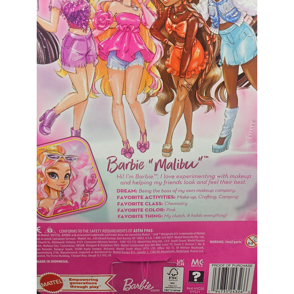 Barbie Dream Besties Malibu Doll With Accessories & Pink Outfit By Mattel
