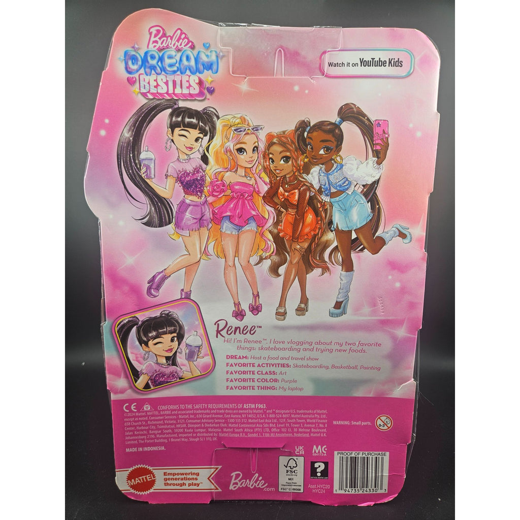 Barbie Dream Besties Doll Renee With Accessories Mattel Purple Outfit Toy For Ages 4+