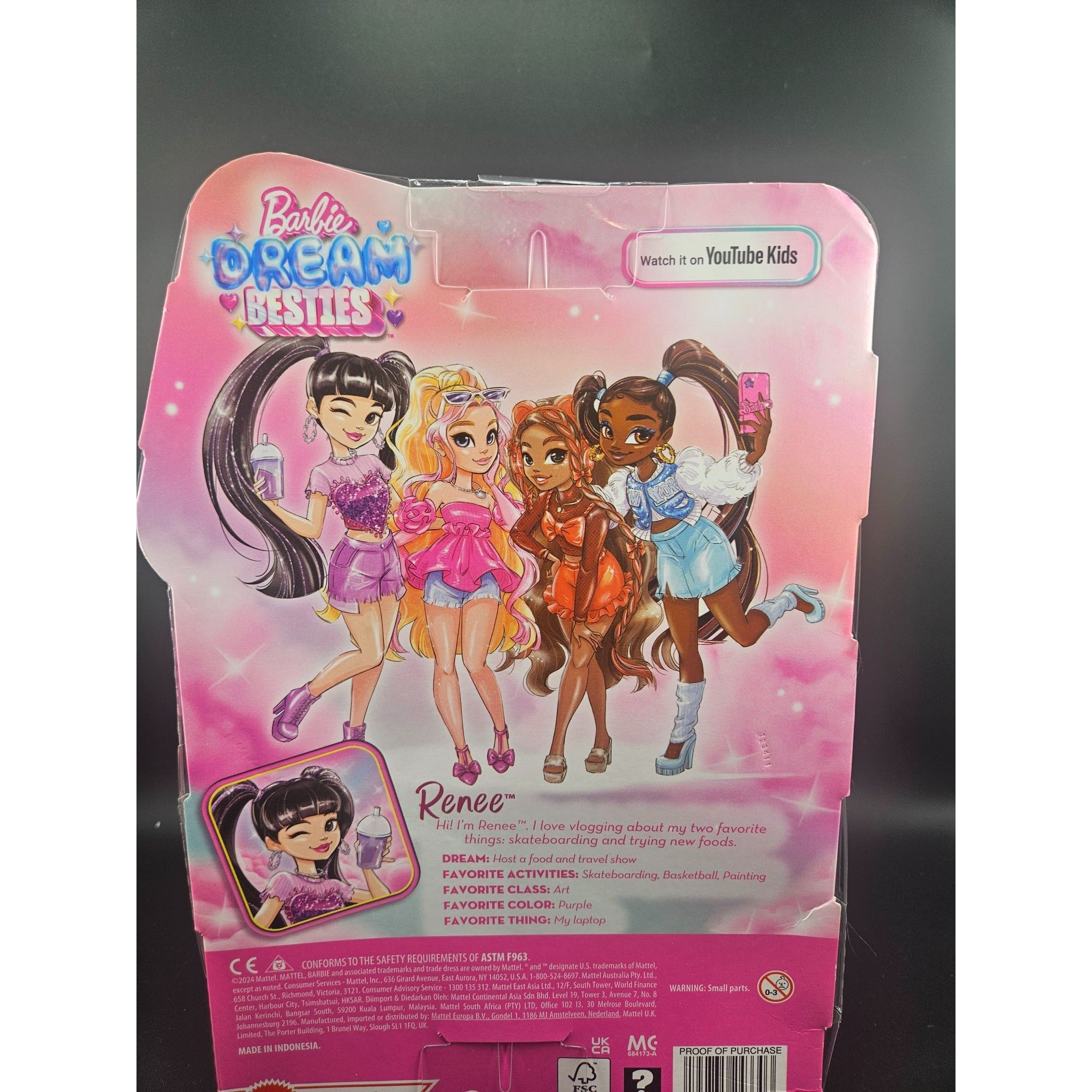 Barbie Dream Besties Doll Renee With Accessories Mattel Purple Outfit Toy For Ages 4+