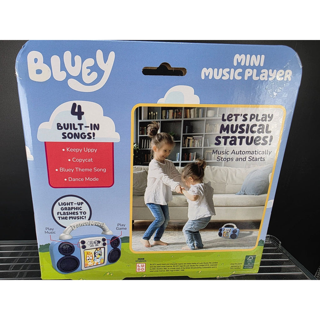 Bluey Dance Mode Mini Music Player 4 Built-In Songs Ages 3+