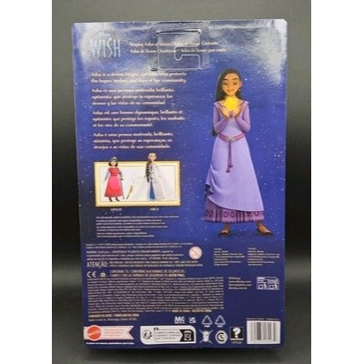 Disney Wish Singing Asha Doll From Movie Character Purple Outfit Lights & Music Mattel