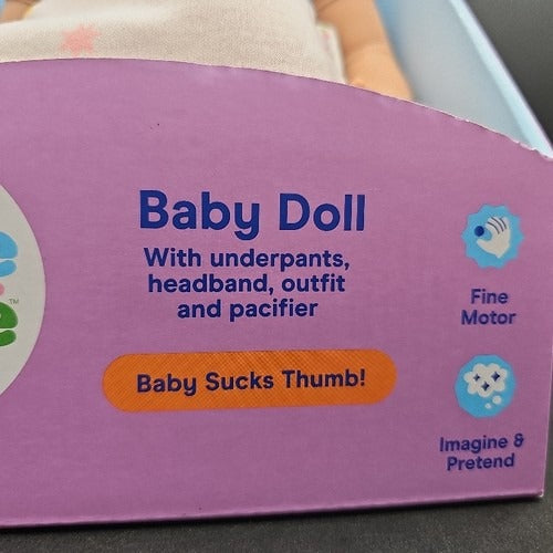 Giggle Scape 14" Baby Doll With Underpants Headband Outfit & Pacifier Ages 2+
