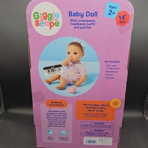 Giggle Scape 14" Baby Doll With Underpants Headband Outfit & Pacifier Ages 2+