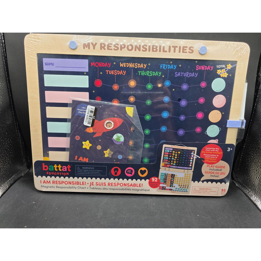 Battat Education Magnetic Responsibility Chart With 92 Fun Magnets For Kids 3+