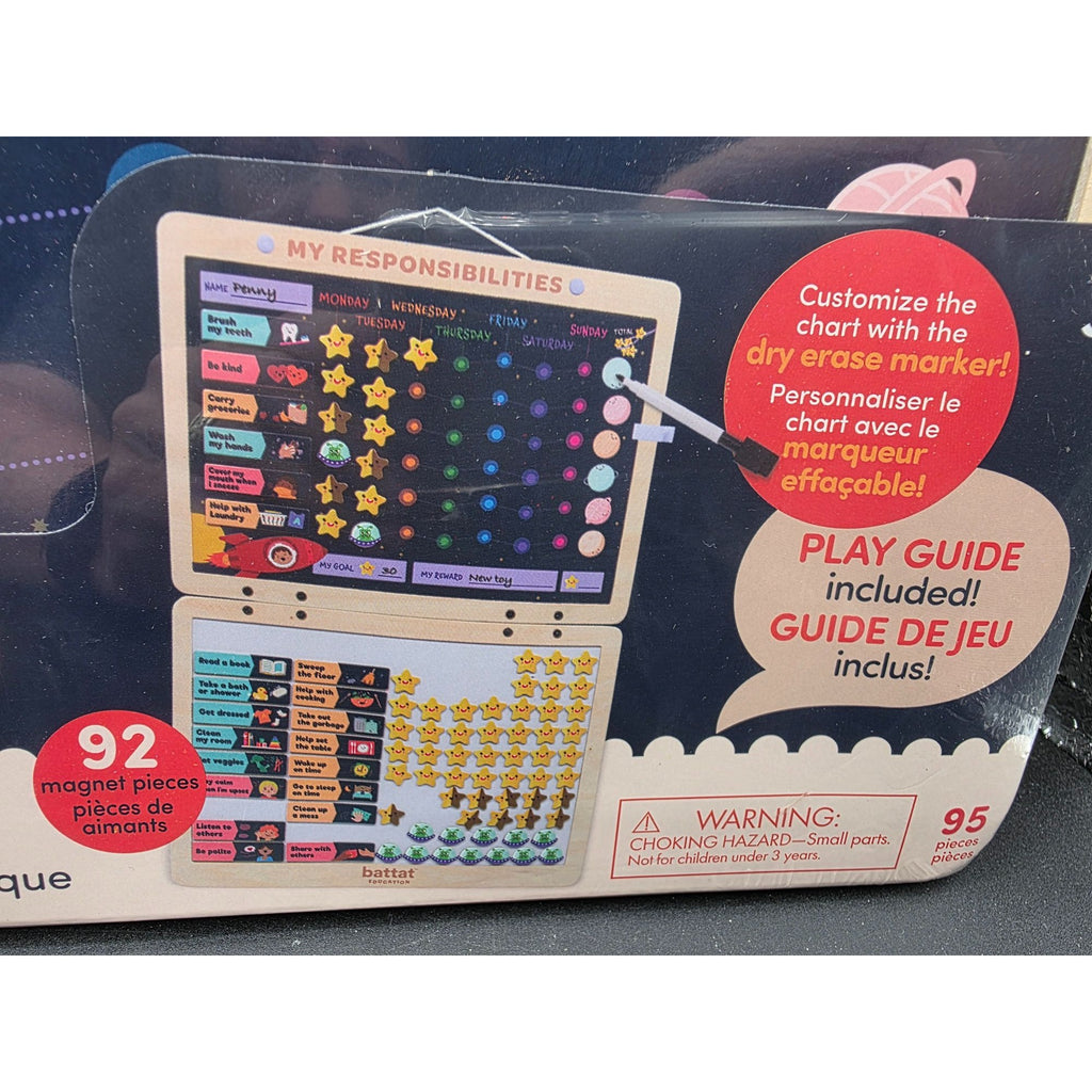 Battat Education Magnetic Responsibility Chart With 92 Fun Magnets For Kids 3+