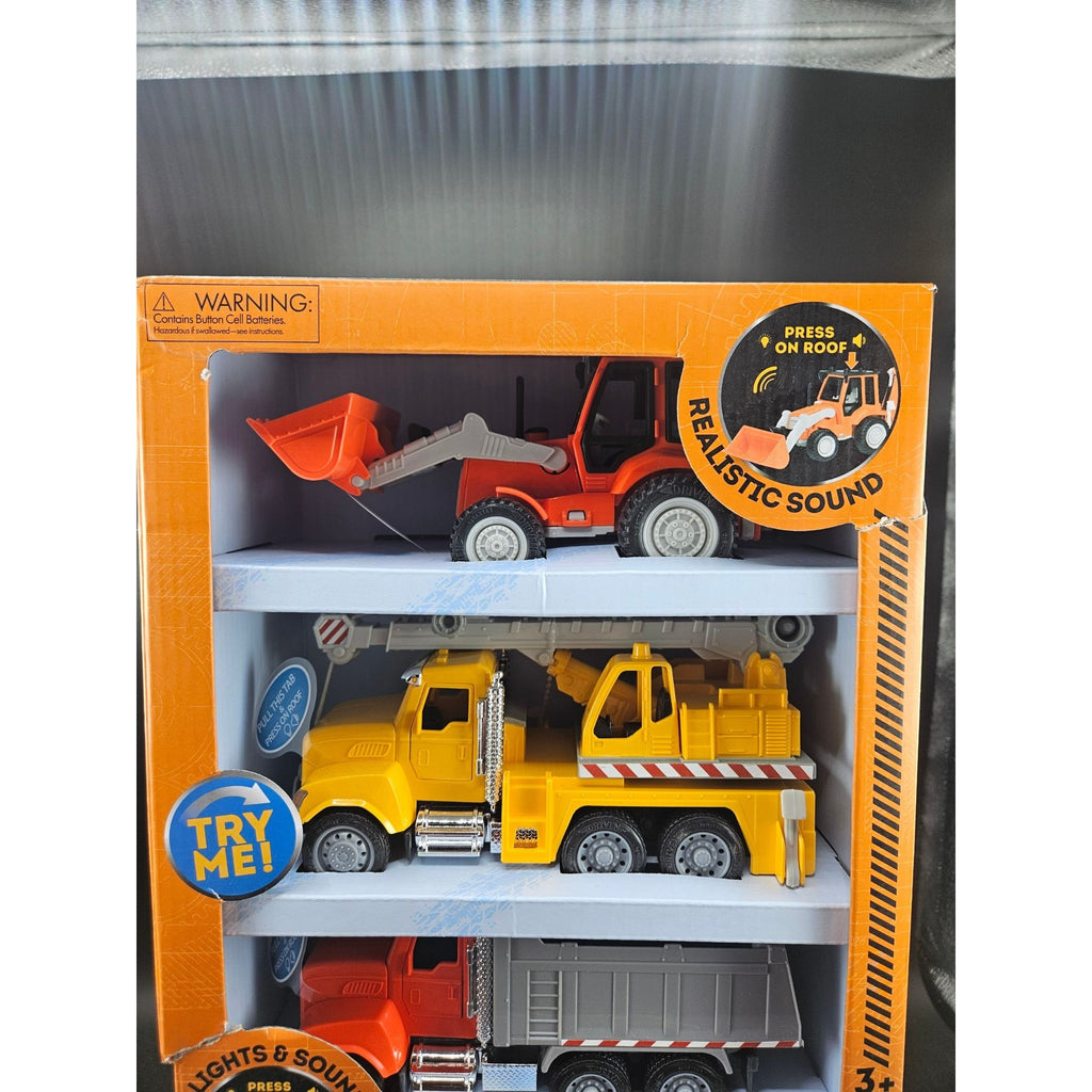Driven By Battat Micro Construction Fleet Set 3 Vehicles w/ Lights & Sound