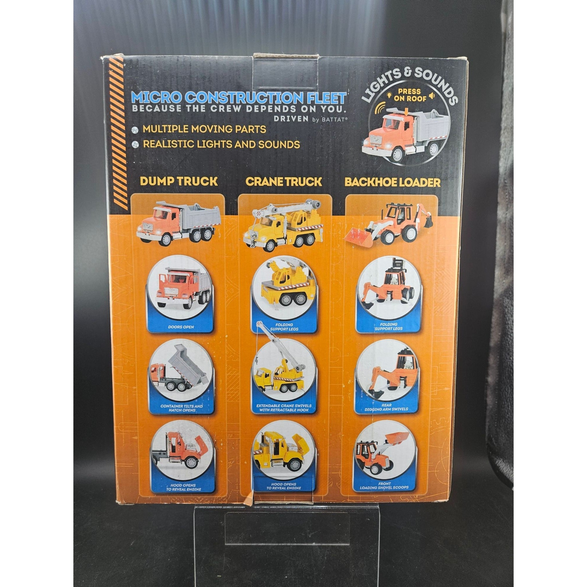 Driven By Battat Micro Construction Fleet Set 3 Vehicles w/ Lights & Sound