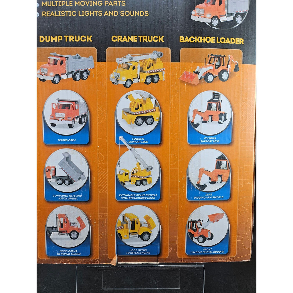 Driven By Battat Micro Construction Fleet Set 3 Vehicles w/ Lights & Sound