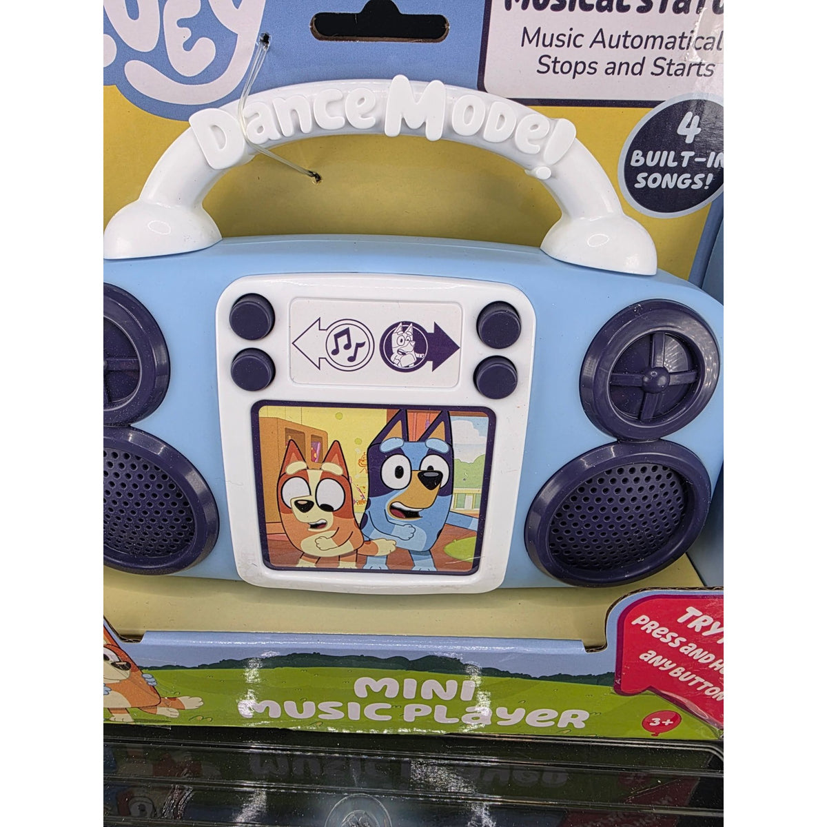 Bluey Dance Mode Mini Music Player 4 Built-In Songs Ages 3+